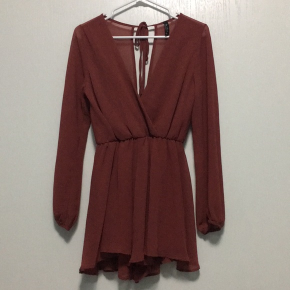 Flowy Maroon Romper - Picture 5 of 9